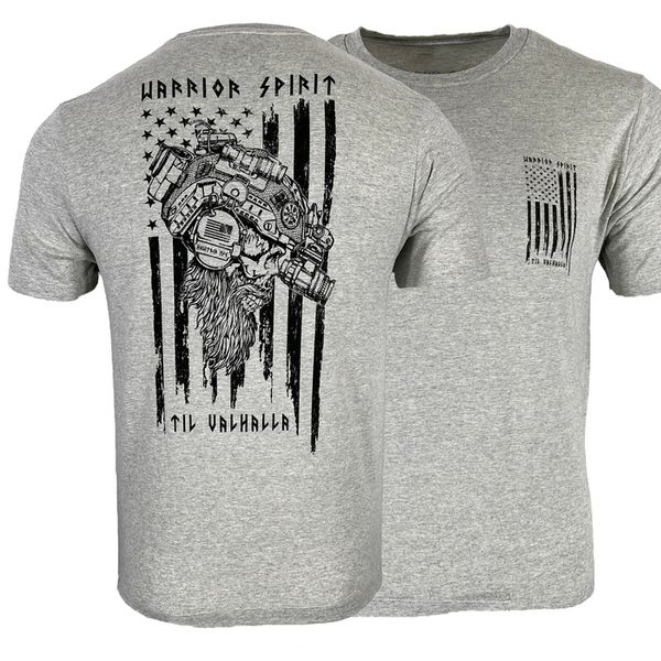 T-shirt da uomo Til Valhalla. America Warrior Spirit Vi king Tactical Skull T-Shirt militare 100% cotone O-Collo manica corta T-shirt da uomo casual 230522