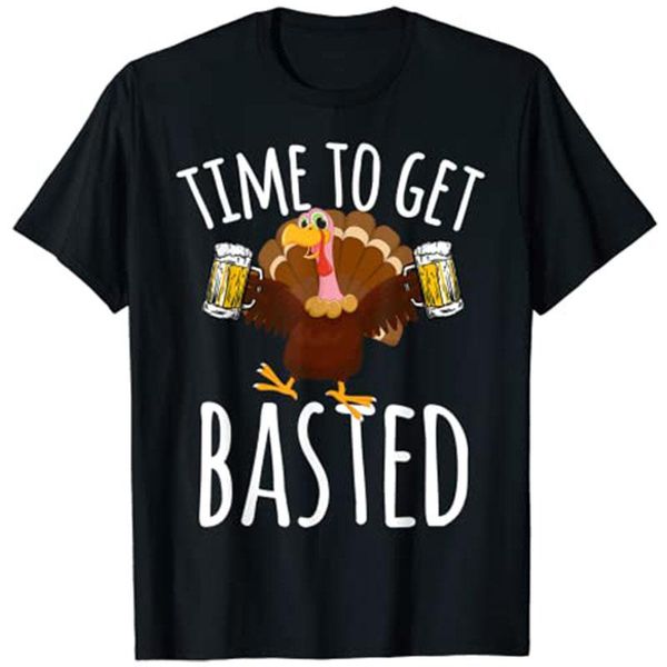 T-shirts pour hommes Il est temps de se faire badigeonner de bière drôle Thanksgiving Turquie Cadeau T-ShirtMen's