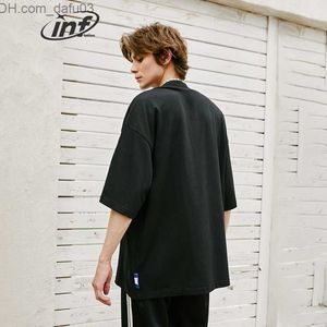 Heren T-shirts TION Design Blank Oversized T-shirts Unisex Zomer Drop Shoulder Mock Neck Cotton Tees Z230711