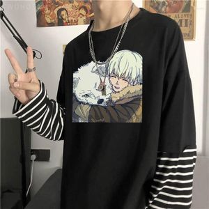 T-shirts pour hommes To Your Eternity Anime Manga T-shirt Kawaii Cartoon Fushi Hug Joan Graphic Tops Casual Summer Loose Long Sleeve Women Shirt