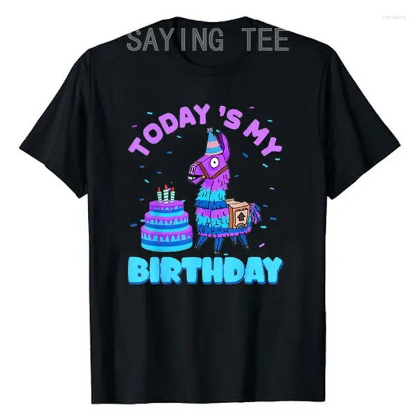 T-shirts pour hommes aujourd'hui mon anniversaire Llama garçon décorations de fête de famille T-shirt garçons mode graphique t-shirt à manches courtes hauts fils neveu B-day