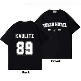 T-shirts voor heren Tokio Hotel Cotton T-Shirt Rock Band Kaulitz Back Print Duitsland ESS Zomer Korte mouw Zwarte mouw Zwart T-shirt Men Women Plain Dessl2425