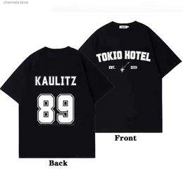 T-shirts voor heren Tokio Hotel Katoenen T-shirt Rock Band Kaulitz Terug Print Duitsland Zomer Korte mouw Zwart T-shirt Heren Dames Effen kleding T240227
