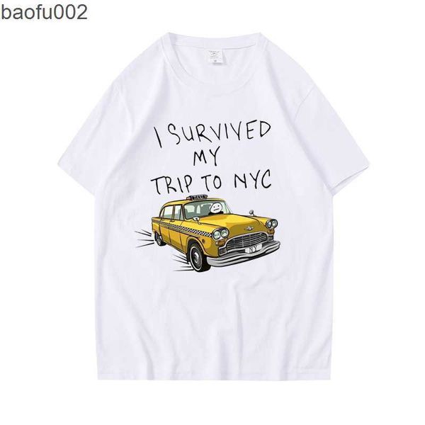 Camisetas de hombre Tom Holland Camisetas del mismo estilo Sobreviví mi viaje a NYC Imprimir Tops Casual Streetwear Hombres Mujeres Unisex Moda camiseta W0322