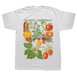 T-shirts voor heren Tomaten Gedrukte katoenen Korten Korte mouw O-Neck T-shirt Botanische tuin Plant Print Art Botany Botany Botany Fruit Flower Grow T-shirt Nieuw H240407