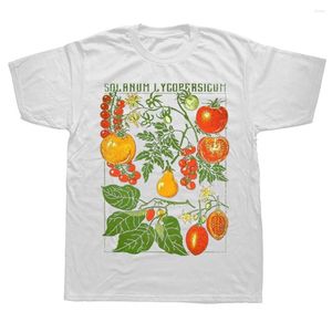 Camisetas para hombre, camiseta de manga corta de algodón con estampado de tomate y cuello redondo, camiseta con estampado de plantas de jardín botánico, camiseta de cultivo de flores de frutas y flores botánicas