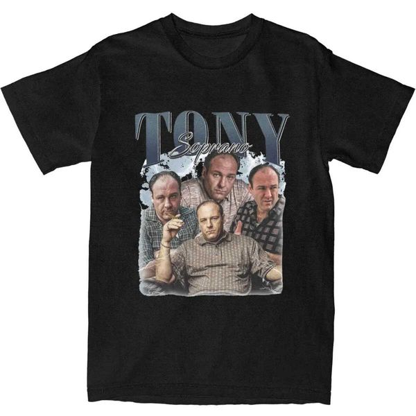 T-shirts masculins Tony Soprano Retro T-shirt Summer Retro Movie Y2K T-shirt Fonction Coton T-shirt Mens Homme à manches courtes T-shirtl2405 Coton