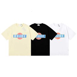 Camisetas de hombre Artesanía superior Rhudes verano Diseñador de moda marca RHUDE Vintage Racer camiseta de manga corta casual suelta de impresión simple para hombres y mujeres
