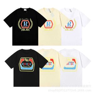 T-shirts pour hommes Top Craftsmanship Rhudes été Créateur de mode 2023 Summer American Street Brand Grand T-shirt ample à manches courtes RHUDE et Couple Dress Underlay