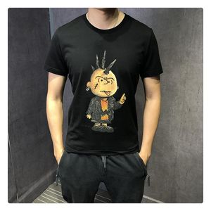 T-shirts T-shirts voor heren T-shirt Cartoon Rhinestones O Collar Short Sleeve Slim T-shirtmen's