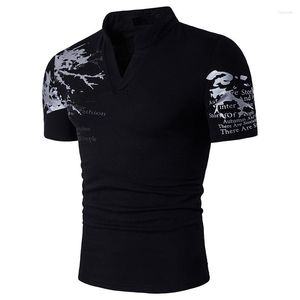 Heren T-shirts Top V-hals met korte mouwen T-shirt Fashion Fitness Brand Hoge kwaliteit Casual Male Summer 2023 Kraag