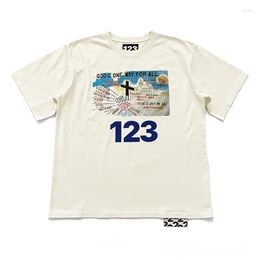 T-shirts pour hommes Top Version 1: 1 High Street Fashion Brand RRR123 Église Croix Imprimé Femmes Hommes T-shirts Hiphop Chemise Surdimensionnée
