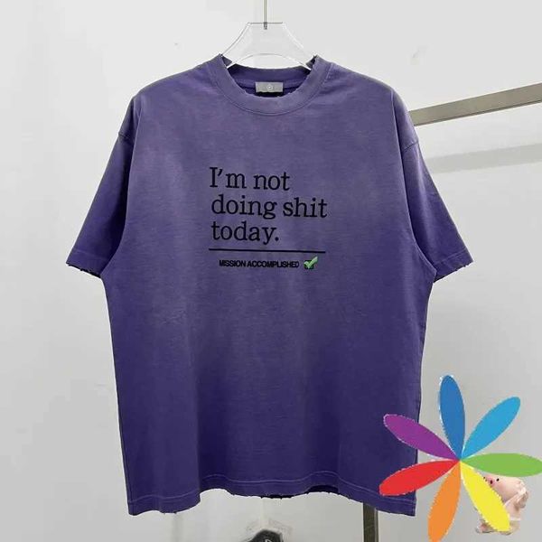 T-shirts pour hommes Version supérieure lavée destrument Print bouffant de trou Je ne fais pas de merde aujourd'hui T-shirt Men Femmes Summer Style Top T-shirt J240409