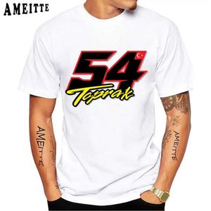 Camisetas para hombres Toprak Razgatlioglu número 54 GP Camiseta de carreras Nuevos hombres cortos Slve Boy Adventure Sport Casual White Tops Motorcycle Rider TS T240425