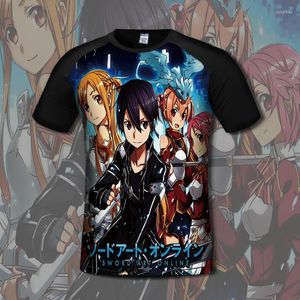 Heren t shirts tops anime zwaardkunst online cosplay tees zomer casual mode full-colour menwomen studenten korte mouwen o-neck t-shirt