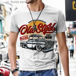 T-shirts pour hommes Tops T-shirts pour hommes Vintage Car Design Harajuku Sportswear 2022 Nouveau Short Slve Luxe Mode Chaud O Cou Survêtement Strt Ts Y240314