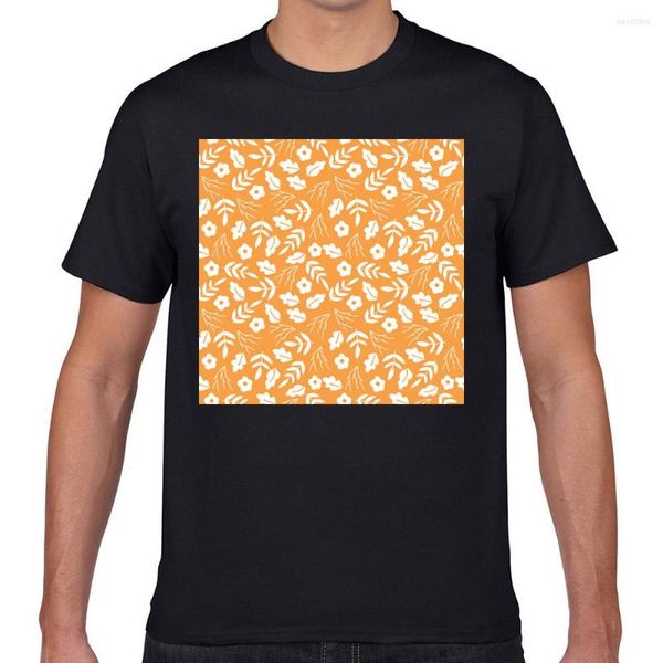 Camisetas para hombre, camisetas, camiseta para hombre, patrón de otoño, naranja, Floral, divertido, Harajuku Geek, camiseta personalizada para hombre, XXXL