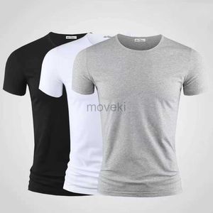 T-shirts pour hommes Tops Tees Mens T-shirt pure couleur v / o col court à manches courtes 3 pcs t-shirts t-shirts noirs