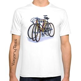 T-shirts pour hommes T-shirt d'art de vélo de piste Chemise de vélo à pignon fixe classique Été Trois vélos ensemble Fixie Cyclisme Imprimer Hauts décontractés pour hommes T-shirts 230712