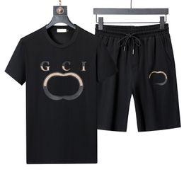 heren t-shirts trainingspakken zomer luxe designer set bedrukking letter zwart wit grijs regenboog kleur zomer sport mode katoenen koord top korte mouw