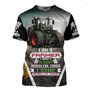 T-shirts pour hommes T-shirt de tracteur hommes voiture impression 3D chemise agriculteur à manches courtes décontracté surdimensionné T-shirt hauts homme vêtements Streetwear