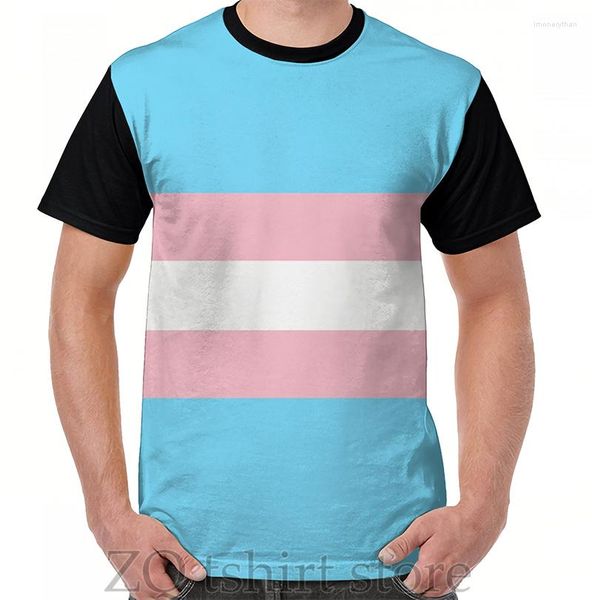 Camisetas para hombre, camiseta con gráfico de bandera Trans Pride, camisetas para hombre, camiseta para mujer, camisetas de manga corta con estampado divertido y cuello redondo