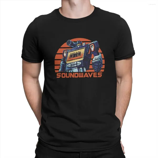 Camisetas para hombre, camiseta de Robot transformador, ondas sonoras de la galaxia, camisa de poliéster distintiva, ropa de calle con imágenes, tendencia