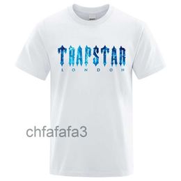 T-shirts voor heren Trapstar London Onderzees blauw bedrukt T-shirt heren zomer ademend casual korte mouw straat oversized katoen merk t-shirts 220924 F0WK