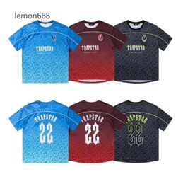 T-shirts masculins Trapstar Mesh Football Jersey Blue Black Red Men Sportswear T-shirt Designer Clothing 5555676