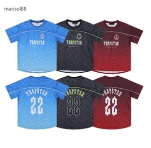 T-shirts masculins Trapstar Mesh Football Jersey Blue Black Red Men Sportswear T-shirt Designer Clothing 46456