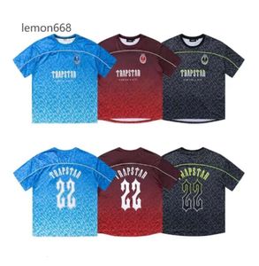 T-shirts masculins Trapstar Mesh Football Jersey Blue Black Red Men Sportswear T-shirt Designer Clothing 77678