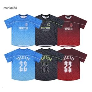 T-shirts masculins Trapstar Mesh Football Jersey Blue Black Red Men Sportswear T-shirt Designer Clothing 4353464