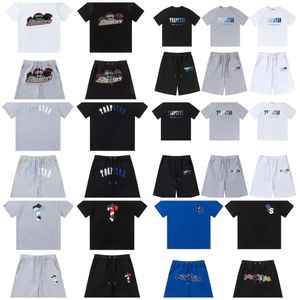 Heren T-shirts Trapstar T-shirt Hugh Kwaliteit Designer Shorts Borduursel Letter Luxe Regenboogkleur Zwart Wit Grijs Zomer Sport Modieus Katoen Top Mouw 232