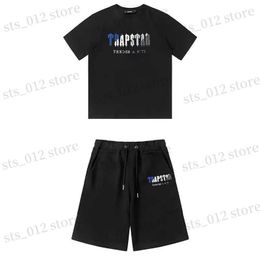 T-shirts pour hommes Trapstar Top Nouveau T-shirt pour hommes Tenue à manches courtes Chenille Survêtement Noir Coton Londres Streetwear S-XL T240326