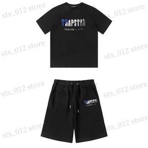 T-shirts voor heren Trapstar Top Nieuwe heren t-shirt korte mouw outfit Chenille trainingspak zwart katoen Londen streetwear S-XL T240326