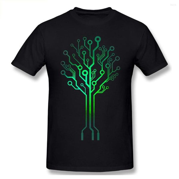 T-shirts pour hommes arbre de vie Circuit électronique chemise grande taille col rond coton à manches courtes personnalisé hommes t-shirt