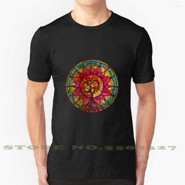 Camisetas para hombres Árbol de la vida Mandala Negro Camiseta blanca para hombres Mujeres Meditación Mindfulness Yoga Om Símbolo Budismo Flor de loto Rosa