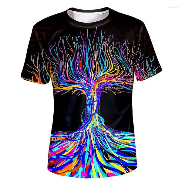 Camisetas con gráficos de árboles para hombre, ropa de calle con estampado 3D de verano, tendencias de Hip Hop, camisetas geniales de manga corta para niños, camisetas para mujer