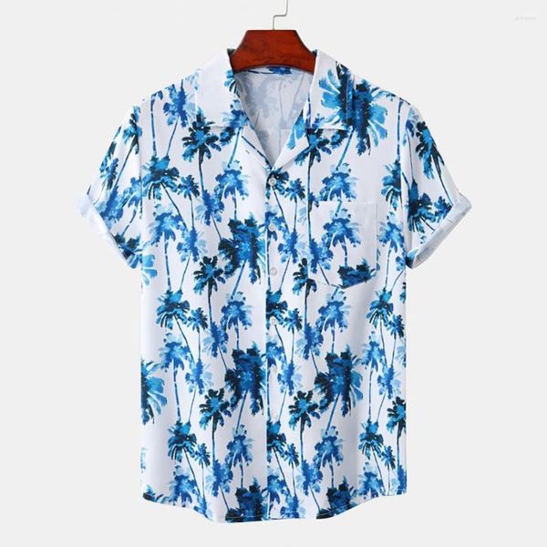 Camisetas de hombre, camisa de playa de moda, manga corta, estampado de plátano de un solo pecho, ropa de calle informal antibolitas para hombre