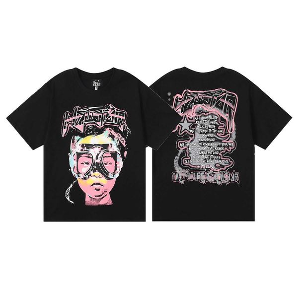 T-shirts pour hommes Trendy Hell Star Alien Lunettes Enfants Haute Qualité Double Fil Pur Coton T-shirt pour hommes et femmes