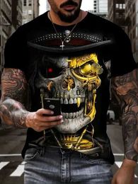 T-shirts pour hommes Trendy Skull 3D Modèle numérique Hommes Casual à manches courtes Chemise légère Vêtements pour hommes pour les hauts d'été pour Halloween