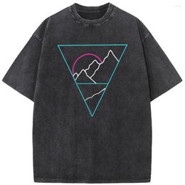 Heren T-shirts Triangle Mountain Shirt met korte mouwen Hip Hop Streetwear Mannen Gewassen T-shirts Jaren '90 Vintage Unisex Oud T-shirt