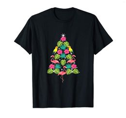 Heren T-shirts Tropische kerst Hawaiiaanse flamingo Xmas Tree Silhouette T-shirt-Men's T-shirt-zwarte