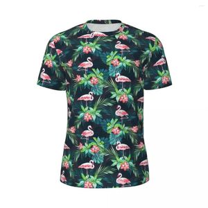 T-shirts voor heren Tropische palmbladeren Design overhemd Heren Heldere flamingo's Y2K Basic sport-T-shirts Comfortabele zomer-T-shirts Oversized kleding