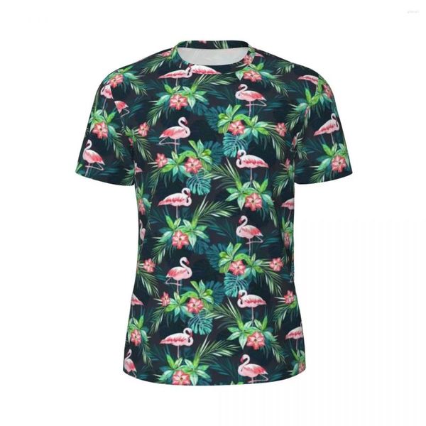 T-shirts pour hommes Feuilles de palmier tropicales Chemise de conception Mens Bright Flamingos Y2K T-shirts de sport de base T-shirts d'été confortables Vêtements surdimensionnés