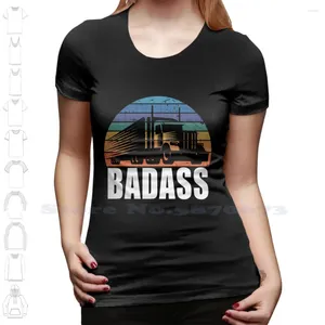 T-shirts pour hommes Chauffeur de camion Badass Noir Blanc T-shirt pour hommes Femmes Camionneur Automobile Bâche Accessoires Corne Idée Cadeau