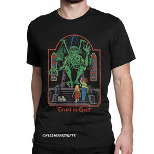 T-shirts voor heren vertrouwen in God t-shirts voor mannen vrouwen horror horror horror hertro cthulhu lovecraft occulte t shirt manga tops t shirts printing t240425