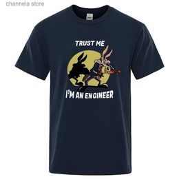 T-shirts voor heren Vertrouw me, ik ben een ingenieur T-shirt voor mannen Puur katoen Vintage T-shirt Ronde hals Techniek Tees Klassieke herenkleding Oversized T240202