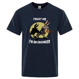 Men s t Shirts Trust Me Im A Engineer T -shirt voor mannen Pure katoenen vintage T -shirt Ronde nek Engineering T -klassieke man Kleding oversized 230503