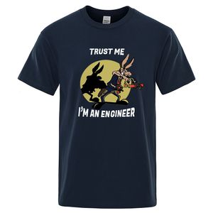 Heren t-shirts Trust Me Im A Engineer T-shirt voor mannen Pure katoen Vintage T-shirt Ronde Nek Engineering T-klassieke man Kleding Oversized 230812